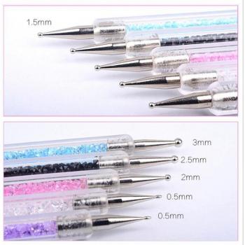 5pcs/set Colorful Rhinestone Nail Art Dotting Pens with Dual Tips