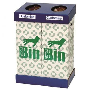 Acorn Office Twin Recycling Bin Blue/Green (95L Each Bin) 802853