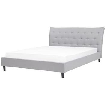 Beliani Modern Bed Frame King Size Grey Tufted Headboard