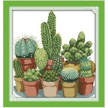 Joy Sunday Cactus Pattern Cross Stitch Embroidery