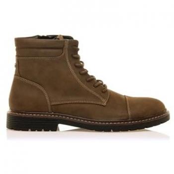 Botines de hombre MTNG Daris marrón con cierre de cordones y puntera redonda, estilo militar, casual