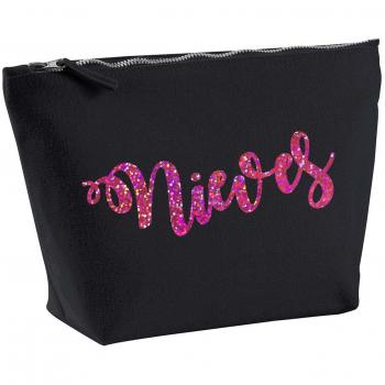 Black Personalised Accessory Wash Bag