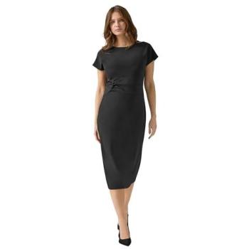 Elegant Black Side‑Bow Midi Dress by M&Co, Size 18 for Women