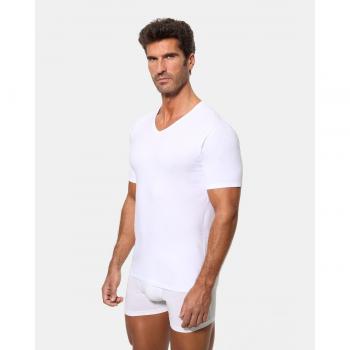 Abanderado Men's White Short Sleeve V-Neck Tee