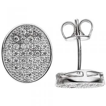 Jobo Damen Ohrstecker oval 925 Sterling Silber 60 Zirkonia