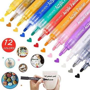 Colori Versatili: 12 Pennarelli per Rocce e Ceramica