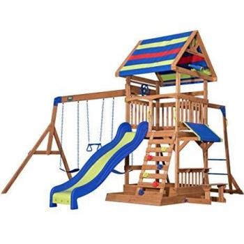 Aire de jeux bois avec balançoire et toboggan Northbrook