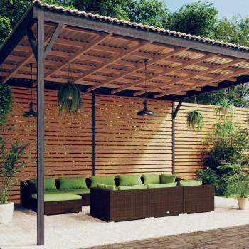 VidaXL 10-tlg. Lounge-Set für den Garten mit Kissen Braun Poly Rattan