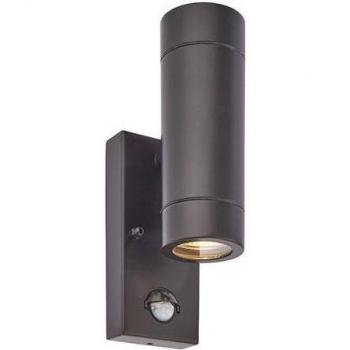 Sensor Jardín con Aplique Cristal Negro Mate (2 bombillas) – Modelo Palin 21 cm