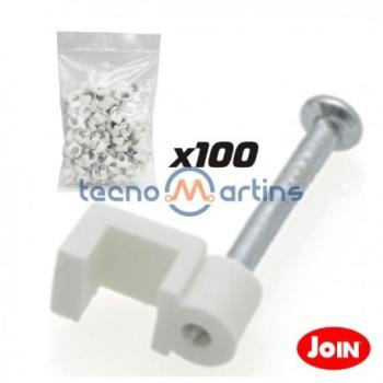 Abraçadeira de Parede Branca com Prego 6mm (100 Unid.)