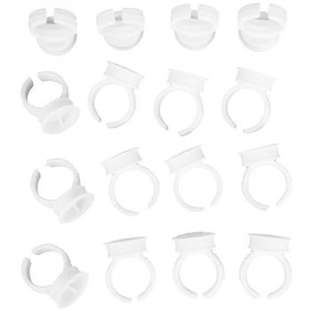 Lot 100 anneaux d’extension cils – plastique blanc, collaholder palette
