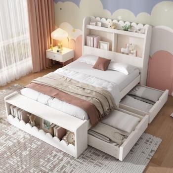 Letto bambino 90x190 cm a scomparsa con ripostiglio integrato – bianco