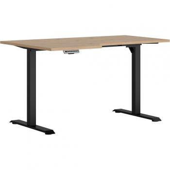 Mobilier de bureau convertible électrique côté gauche en stratifié beige 140x72x90 cm