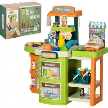 AIYAPLAY Pretend Play Cash Register with Trolley and 58 Food Items