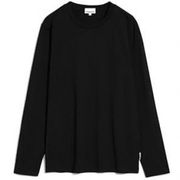 Armedangels Herren Longsleeve 'JAANONO' mit geripptem Rundhalsausschnitt in Schwarz, Größe XL