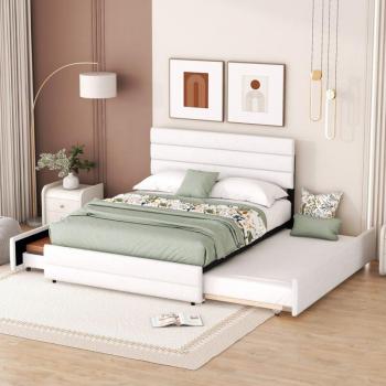 Letto per Adulti e Bambini con Struttura a Cassettoni, Bianco, Misure 140 x 200 cm