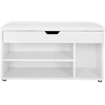 Banc de rangement Vasagle avec coussin confortable, 3 compartiments et coffre LHS30W
