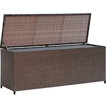 Boîte de stockage de jardin en résine tressée marron