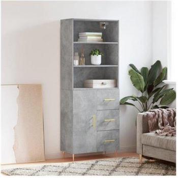 Credenza Grigio Cemento in Legno – 69,5×34×180 cm