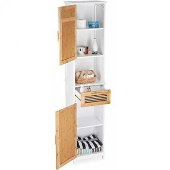 Relaxdays Armario Blanco-Marrón para Baño 180 × 39 × 30 cm