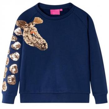 Sudadera Infantil de Lentejuelas con Jirafa, Azul Marino, Talla 128