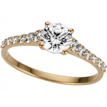 Firetti Goldring für Damen, Schmuck Geschenk mit Zirkonia