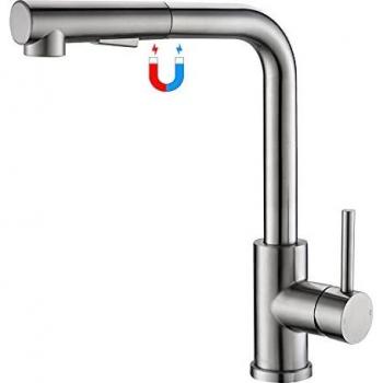 Kitchen Taps Mixer with Pull Out Spray, 360° Swivel Mixer Tap with