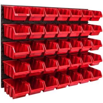 Système de stockage rouge en 115×78 cm – 35 boîtes empilables