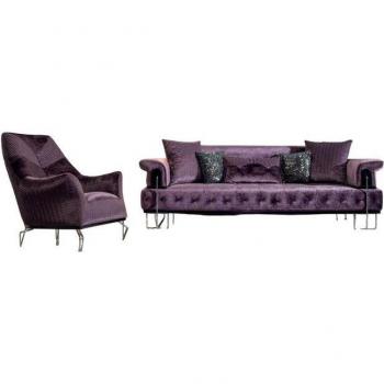Luxuriöse Lila Polstermöbel 3+1 Chesterfield Sofa