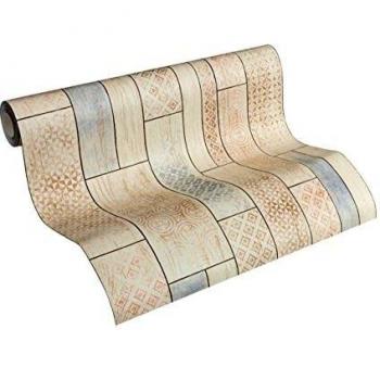 Papier peint intissé beige bleu marron 10,05 m A.S. Création