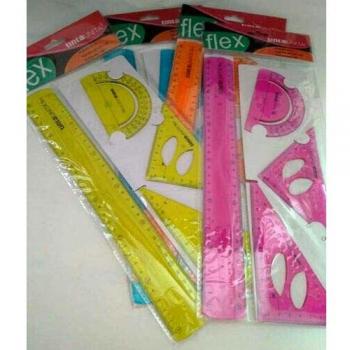 Tintaunita Kit Flexi Flessibile Riga 30cm + 2 Squadre 45°/60° + Goniometro 180° Tinta Unita