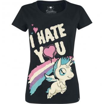 Einhorn Anti-T-Shirt in Schwarz für Frauen, Größenbereich S bis XXL