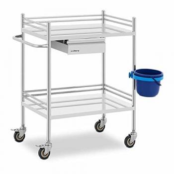 Carrello laboratorio acciaio inox 2 ripiani 1 cassetto
