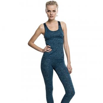 Urban Classics Ladies Active Melange Top, Sportshirt, Türkis/Schwarz
