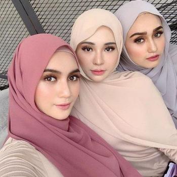 90 Color Plain Chiffon Shawls for Women