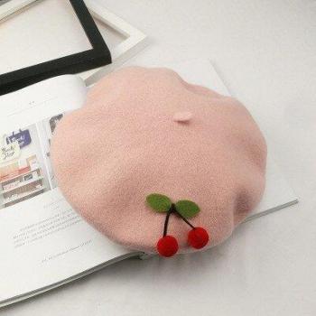 Women's Vintage Cherry Wool Beret