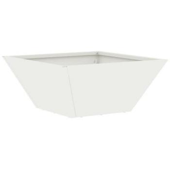 Elegant Edge 35x35x15 White Planter, Plastic, Decorative Inlay Design