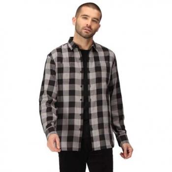 Camisa Trekking Regatta Lance Negra, Algodón 100%