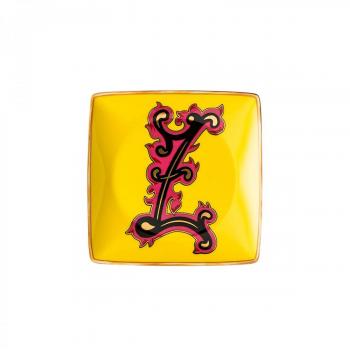 Coppetta quadrata Versace 12 cm Giallo Holiday Alphabet Z