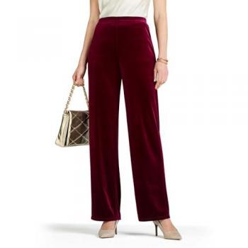 Stylish Velour Straight Leg Trousers