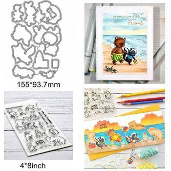 DIY Card Making Christmas Animals Metal Cutting Dies and Silicone Stamps