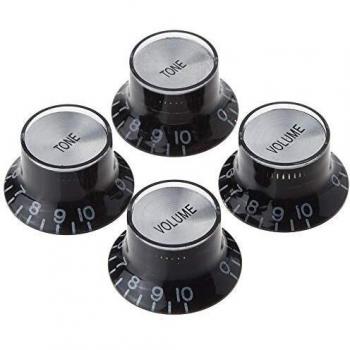 Gibson Top Hat Knobs w/ Silver Metal Insert (Black)(4 pcs.) Black