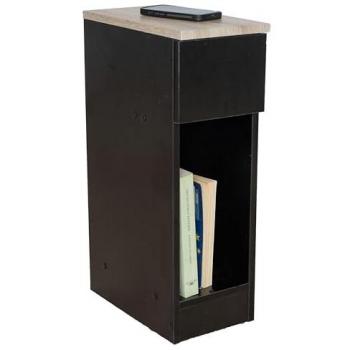 Comodino Moderno Nero/Tortora 1 Cassetto 60x35x20 cm