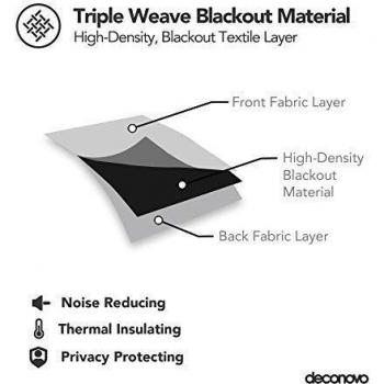 Deconovo Eyelet Blackout Curtains, Thermal Insulated Silver Wave Line Foil Printed Curtains for Living Room, 46 x 72 Inch, Greyish White, one pair