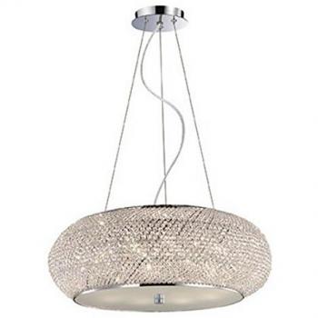 Pasha' 10 Light Ceiling Pendant Chrome with Crystals E14