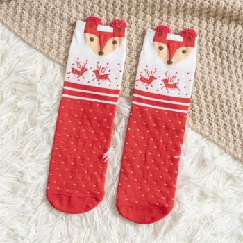25# Winter Women's Christmas Elk Print Long Socks