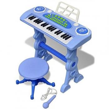 Elektronisches Kinder Keyboard mit Mikrofon und Hocker, 37 Tasten, Rosa oder Blau