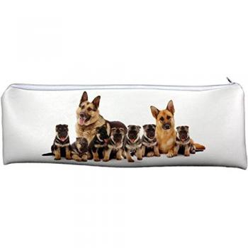 Premium Leather & Cloth German Shepherd Pencil Case, Large Size