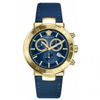 Versace Men's Chronograph Urban Mystique Blue Leather Watch