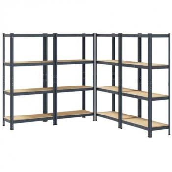 Vidaxl 4-Piece Tiered Shelf Unit – Anthracite & Wood Blend